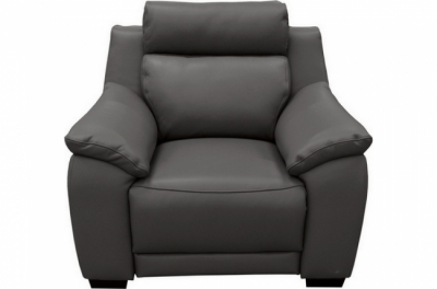 fauteuil 1 place avec 1 relax en 100% tout cuir épais luxe italien  - relax électriques, anthracite. bern